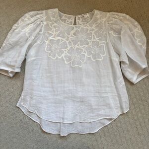 Veronica Beard White Floral Blouse